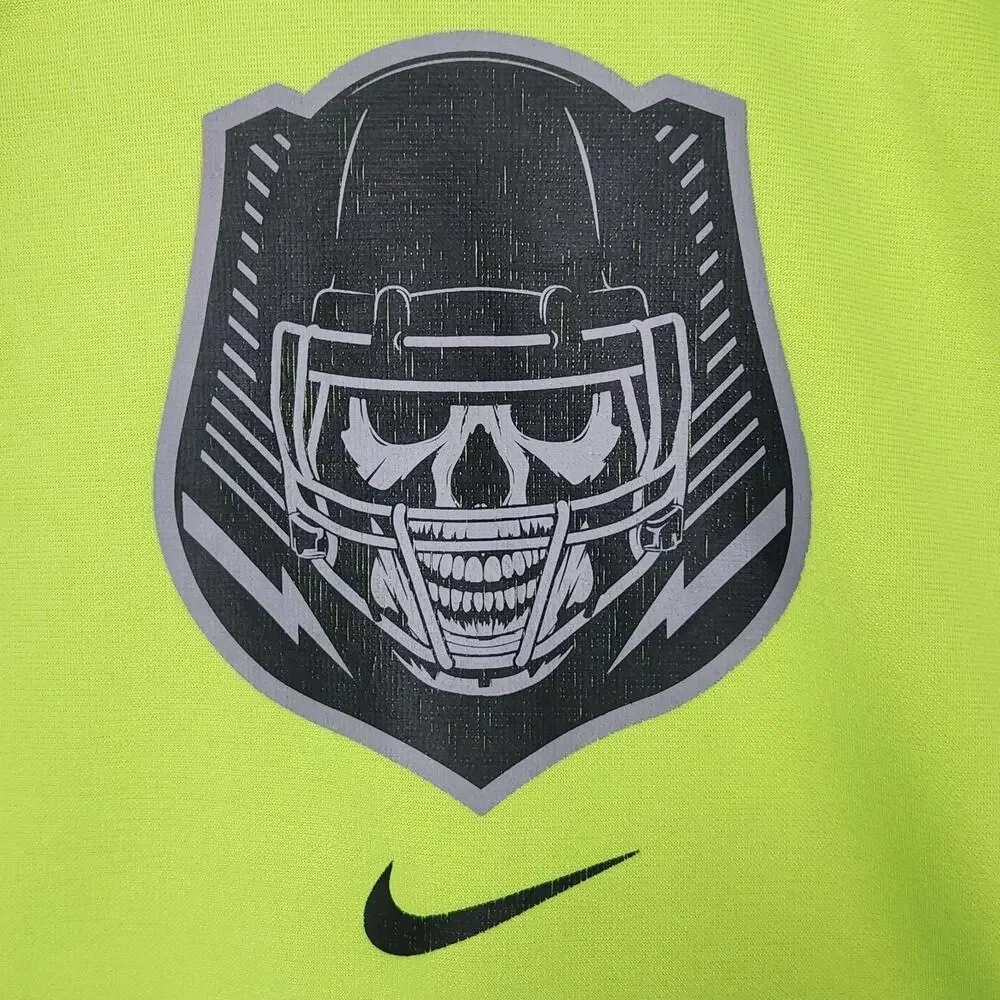 Nike Dri-FIT Hoodie Boys Large Green Skull Football Fleece Pullover 844210-702